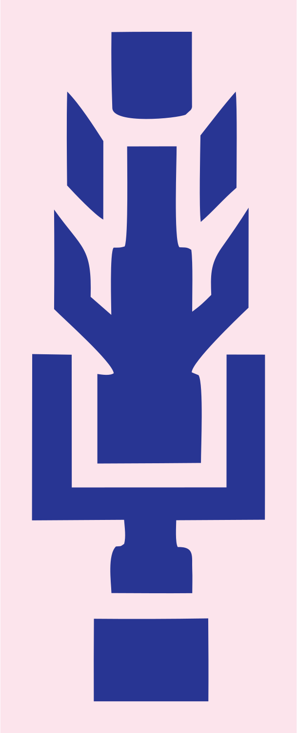 Brutalist Block Condenser Microphone Crest #fce4ec/#283593