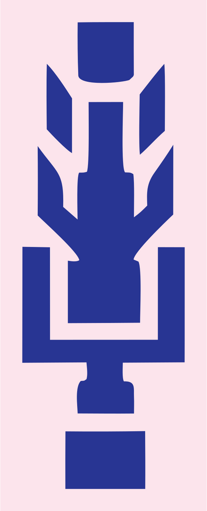 Brutalist Block Condenser Microphone Crest #fce4ec/#283593