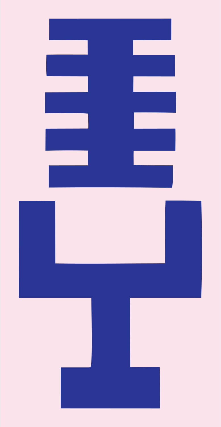 Brutalist Block Vintage Broadcast Microphone Mark #fce4ec/#283593