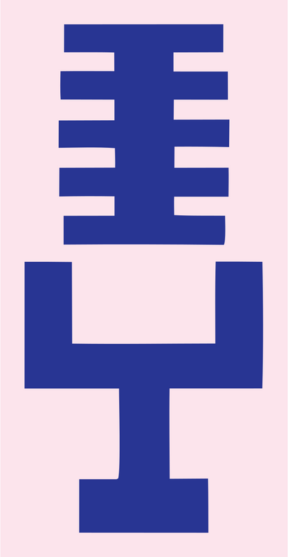 Brutalist Block Vintage Broadcast Microphone Mark #fce4ec/#283593