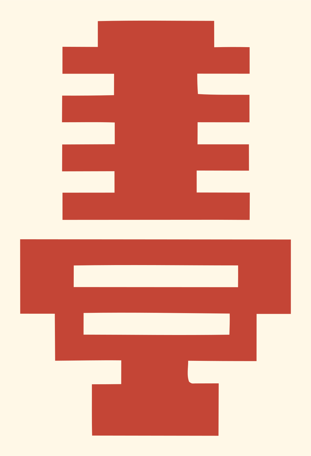 Brutalist Block Vintage Broadcast Microphone Mark #fff8e7/#c44536