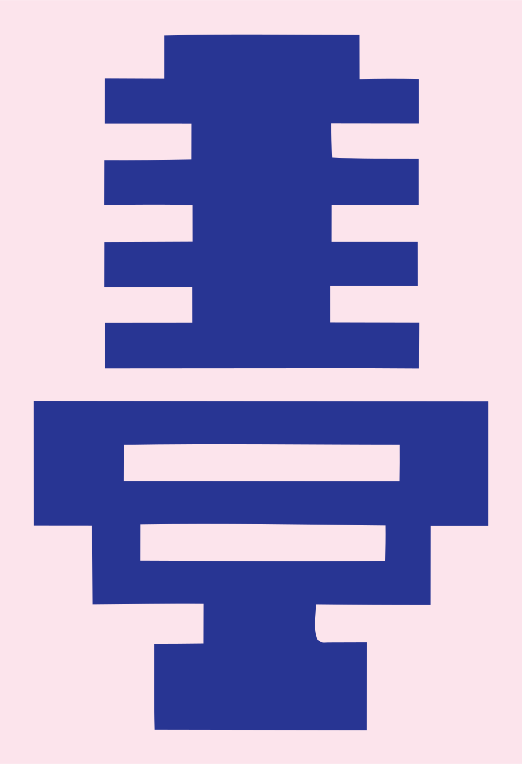 Brutalist Block Vintage Broadcast Microphone Mark #fce4ec/#283593