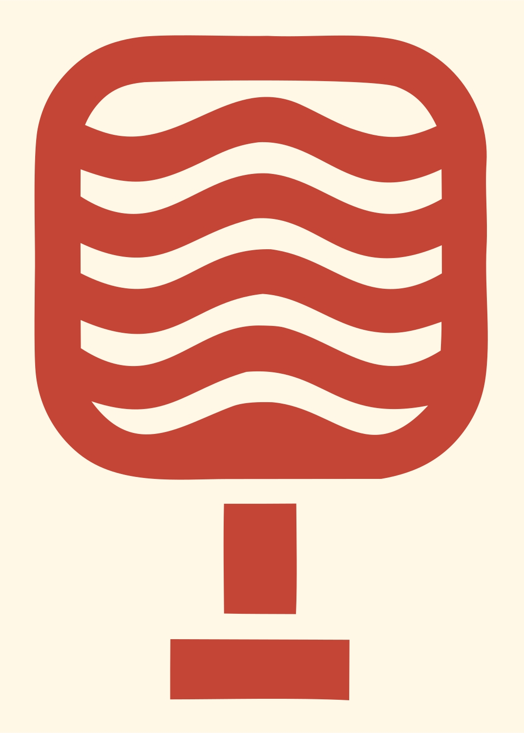 Brutalist Wavy Grid Broadcast Microphone Mark #fff8e7/#c44536