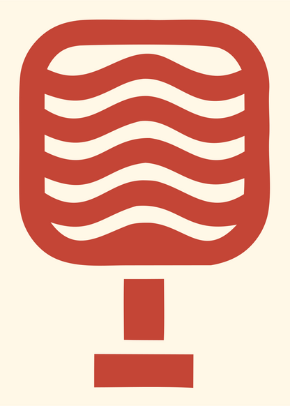 Brutalist Wavy Grid Broadcast Microphone Mark #fff8e7/#c44536