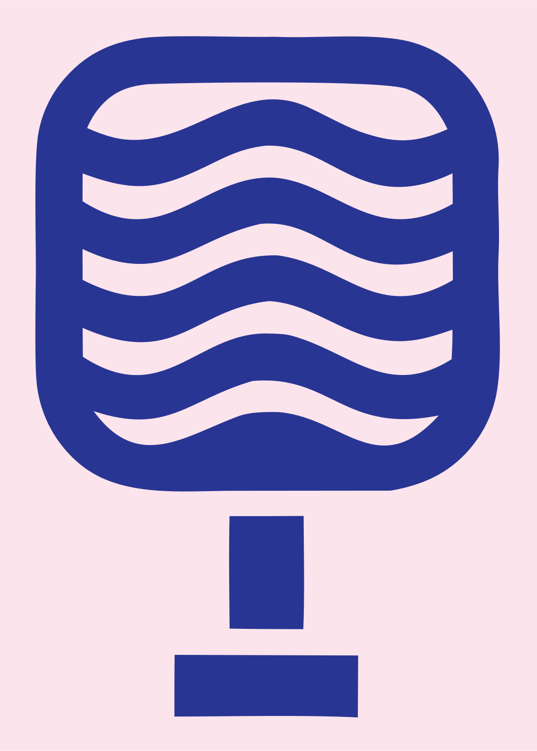 Brutalist Wavy Grid Broadcast Microphone Mark #fce4ec/#283593