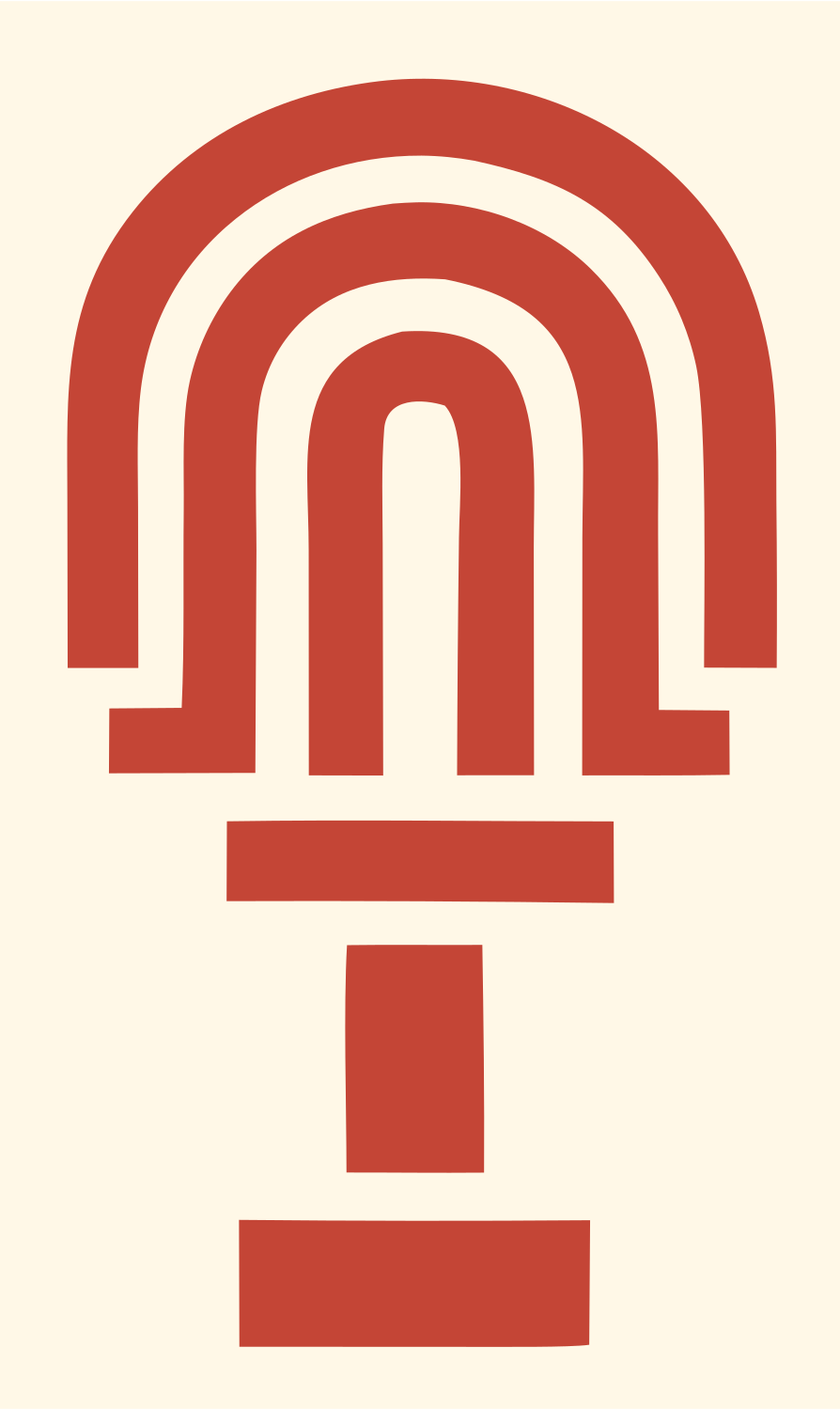 Brutalist Concentric Arch Microphone Mark #fff8e7/#c44536