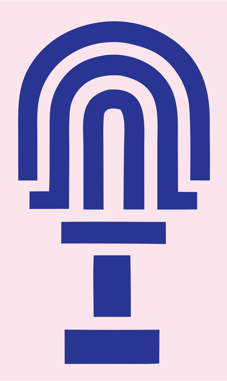 Brutalist Concentric Arch Microphone Mark #fce4ec/#283593