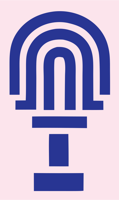 Brutalist Concentric Arch Microphone Mark #fce4ec/#283593