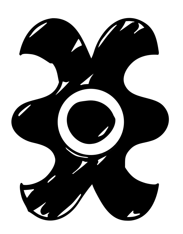 Hand-Drawn Sketchy Four-Petal Gear Badge