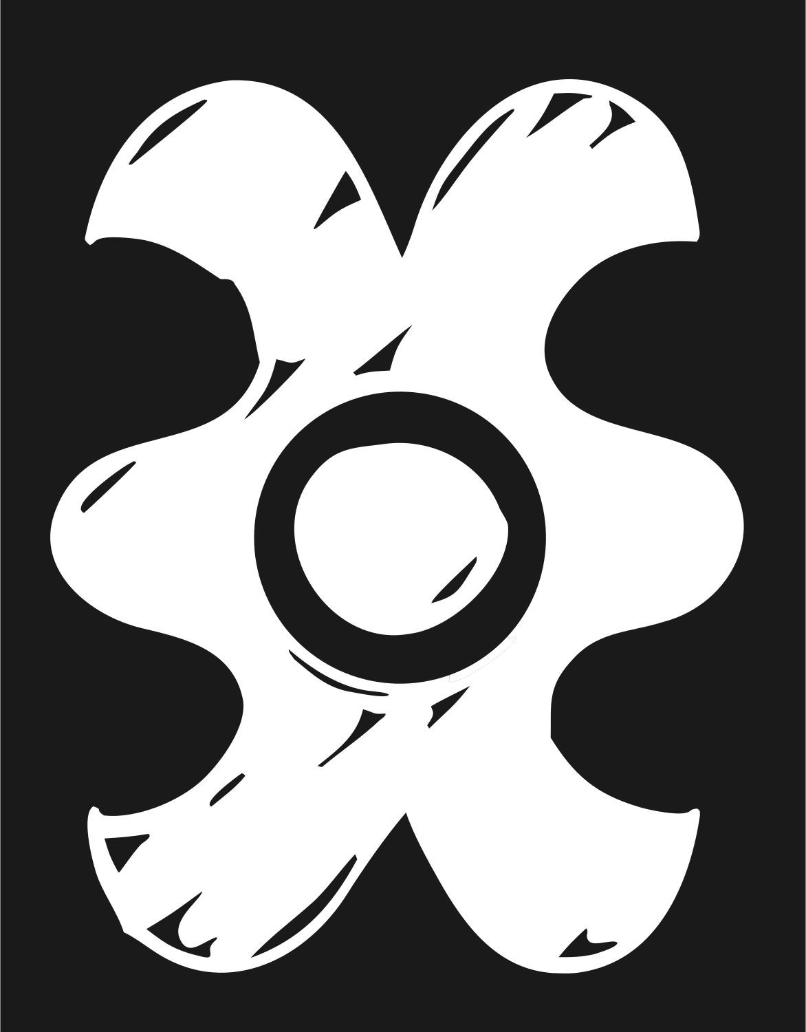 Hand-Drawn Sketchy Four-Petal Gear Badge #1a1a1a/#ffffff