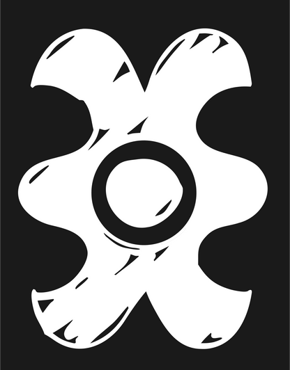 Hand-Drawn Sketchy Four-Petal Gear Badge #1a1a1a/#ffffff