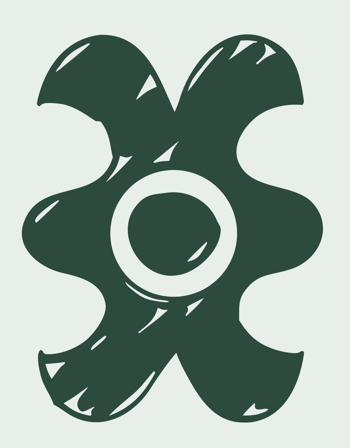 Hand-Drawn Sketchy Four-Petal Gear Badge #e8efe9/#2d4a3e