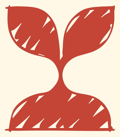 Hand-Drawn Sketchy Sprouting Seedling Plant Mark #fff8e7/#c44536