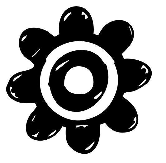 Hand-Drawn Chunky Eight-Lobe Gear Emblem