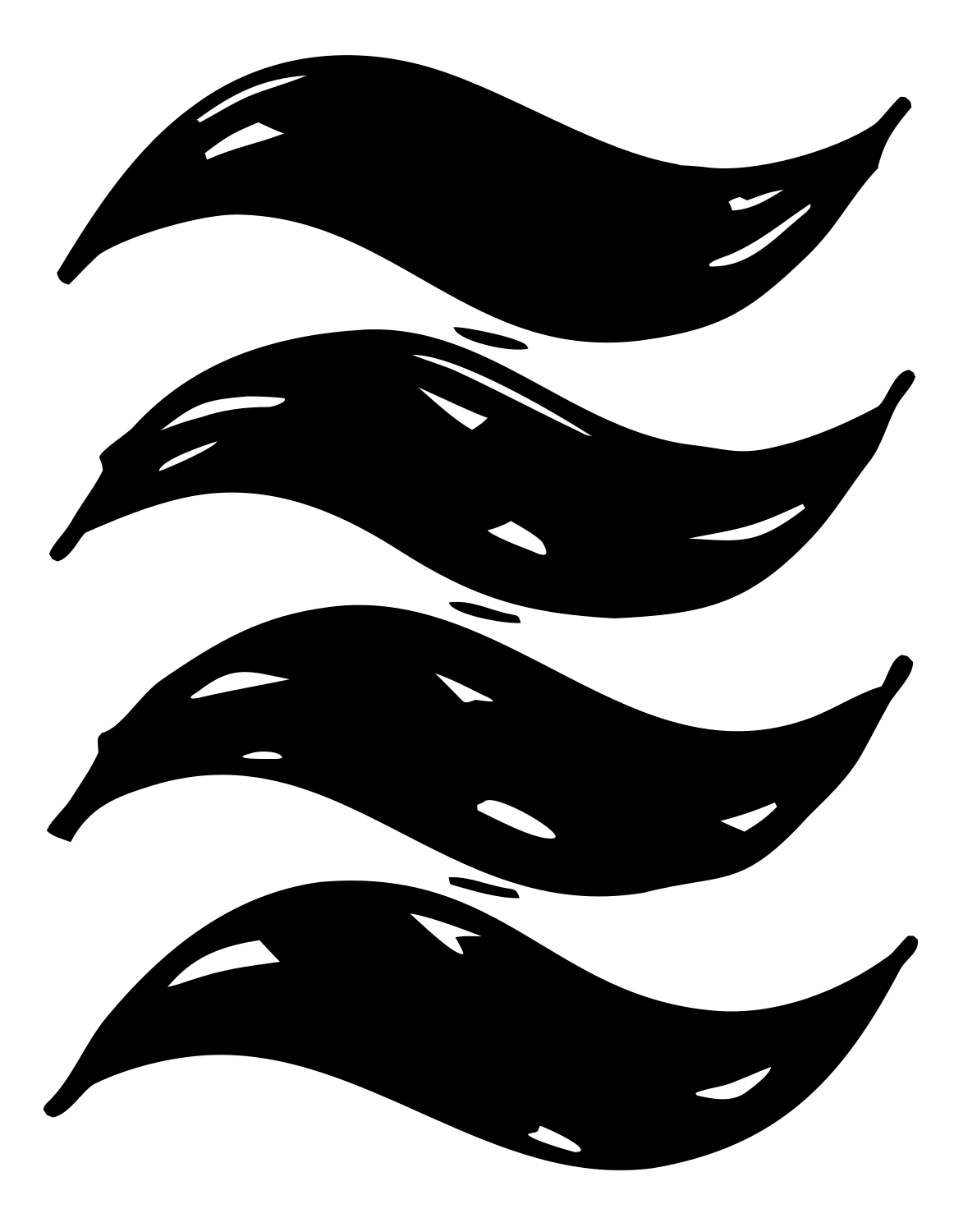 Hand-Drawn Flowing Wave Bands Mark #ffffff/#000000