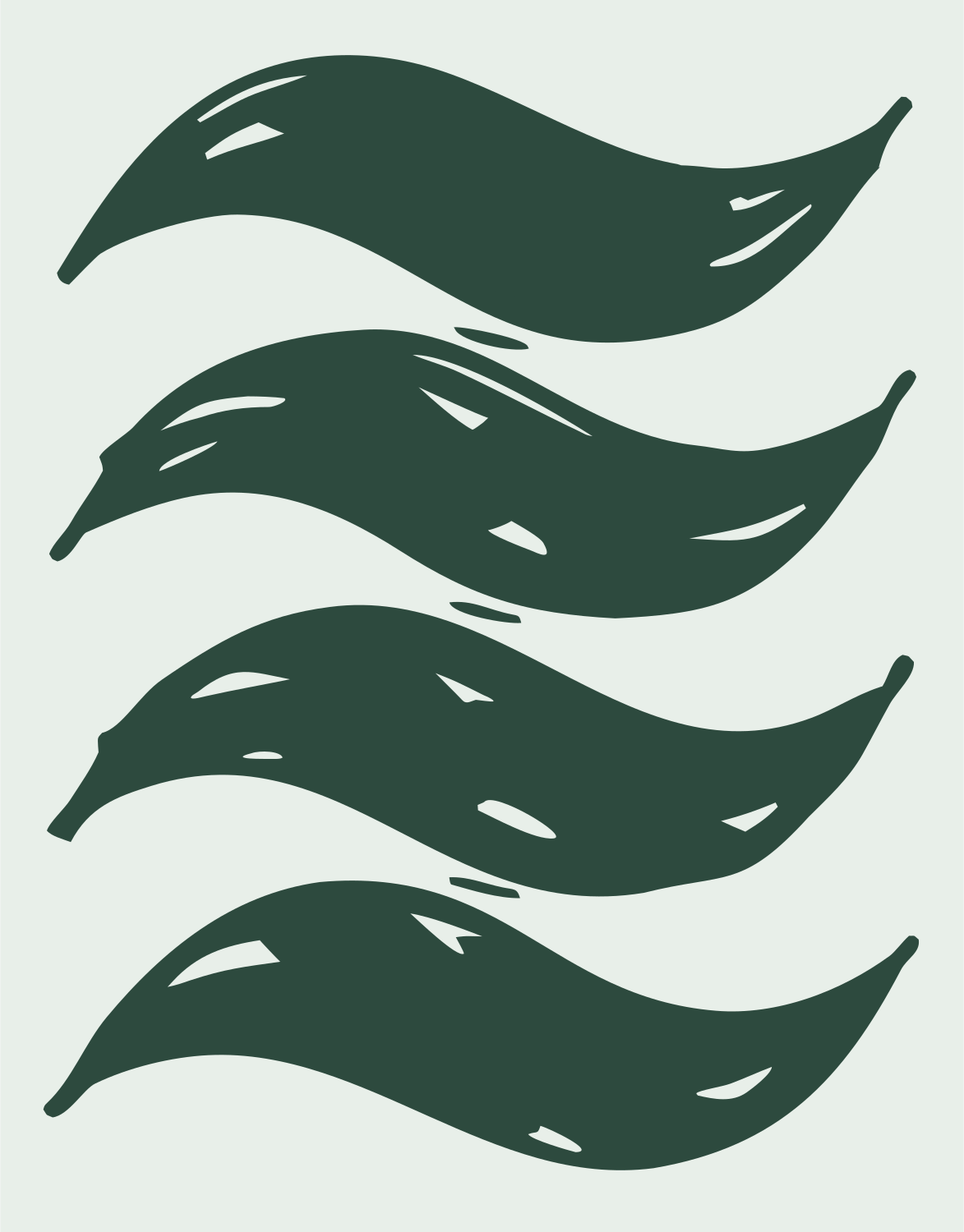 Hand-Drawn Flowing Wave Bands Mark #e8efe9/#2d4a3e