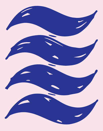 Hand-Drawn Flowing Wave Bands Mark #fce4ec/#283593