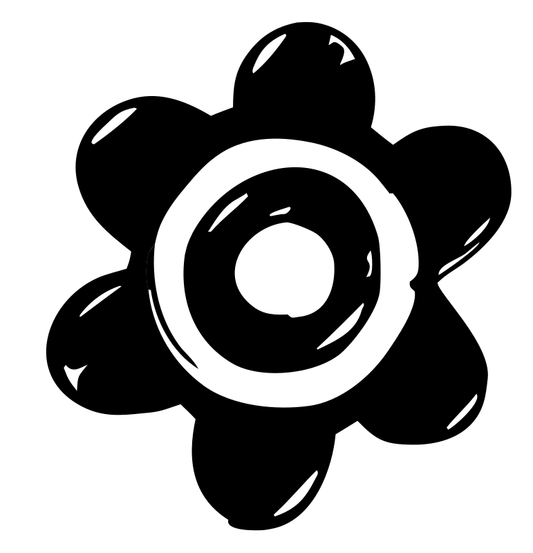 Hand-Drawn Bubbly Six-Petal Flower Gear Mark