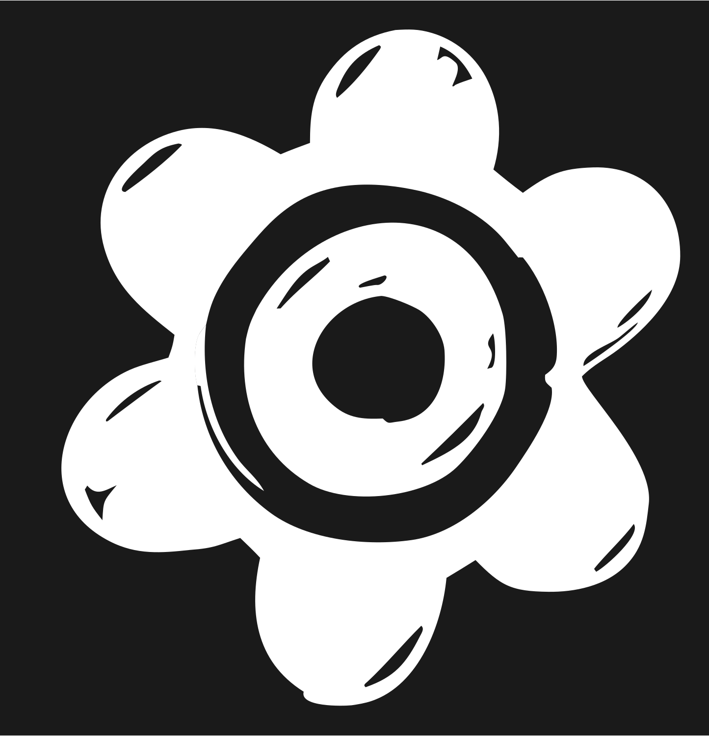 Hand-Drawn Bubbly Six-Petal Flower Gear Mark #1a1a1a/#ffffff