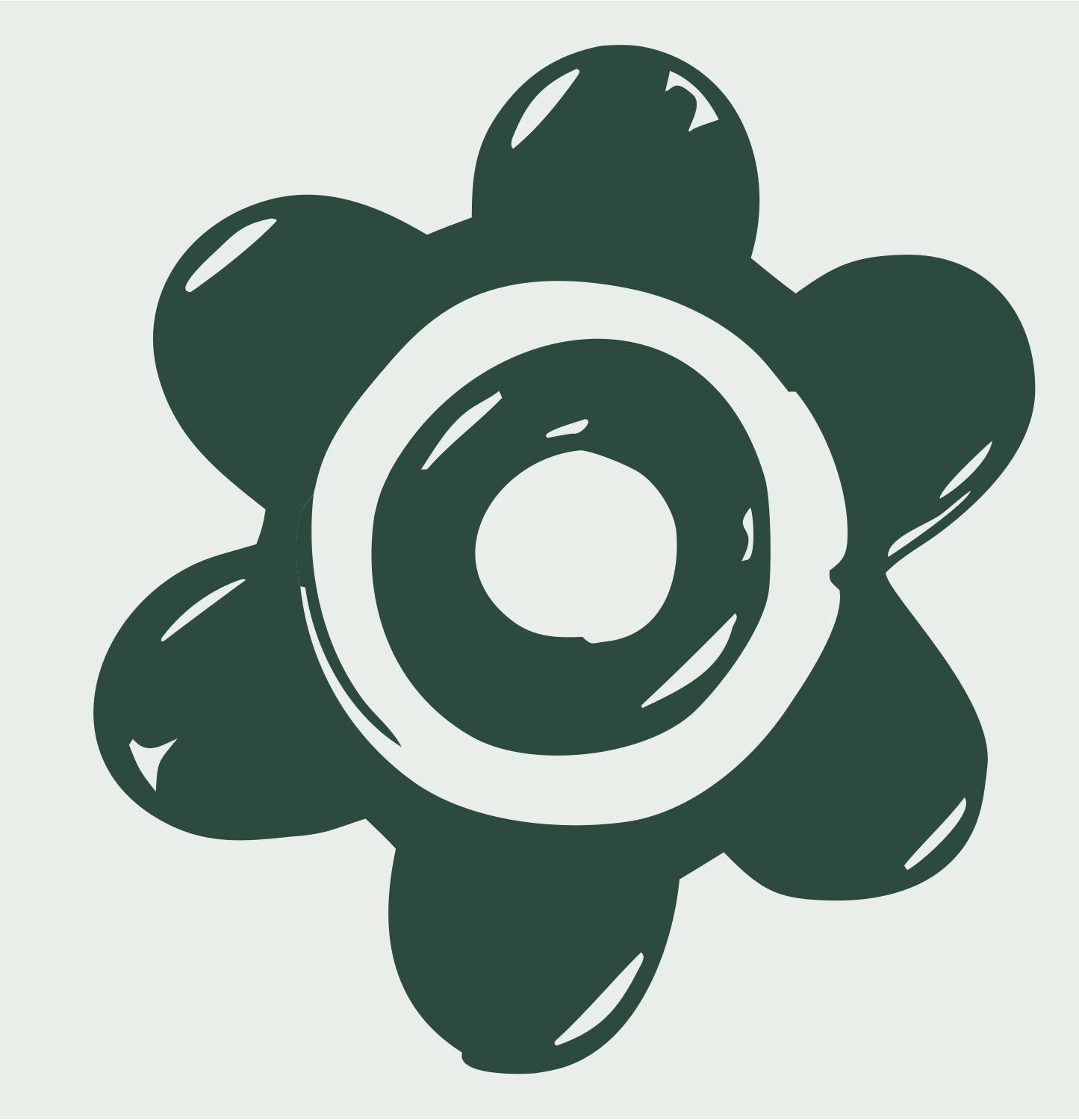 Hand-Drawn Bubbly Six-Petal Flower Gear Mark #e8efe9/#2d4a3e