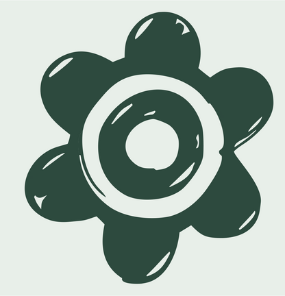 Hand-Drawn Bubbly Six-Petal Flower Gear Mark #e8efe9/#2d4a3e