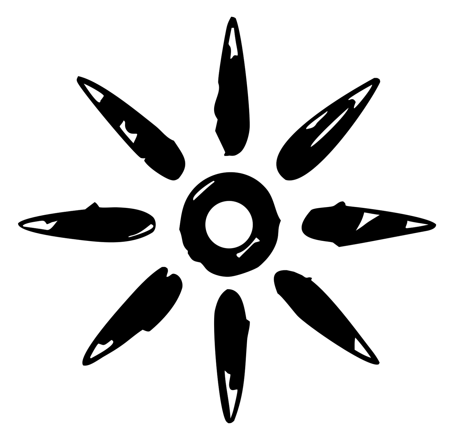 Hand-Drawn Bullet Ray Sun Gear Mark #ffffff/#000000