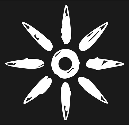 Hand-Drawn Bullet Ray Sun Gear Mark #1a1a1a/#ffffff