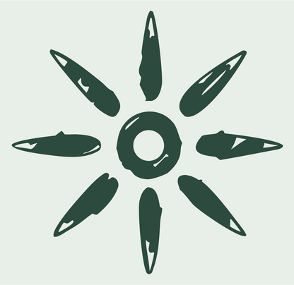 Hand-Drawn Bullet Ray Sun Gear Mark #e8efe9/#2d4a3e