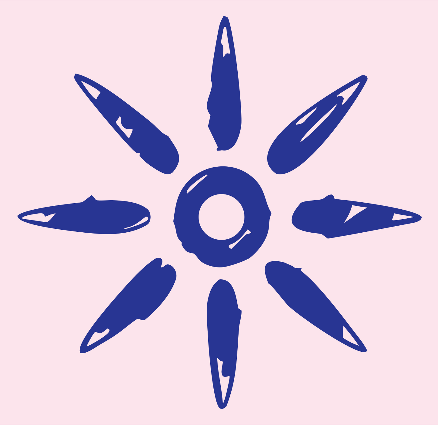 Hand-Drawn Bullet Ray Sun Gear Mark #fce4ec/#283593