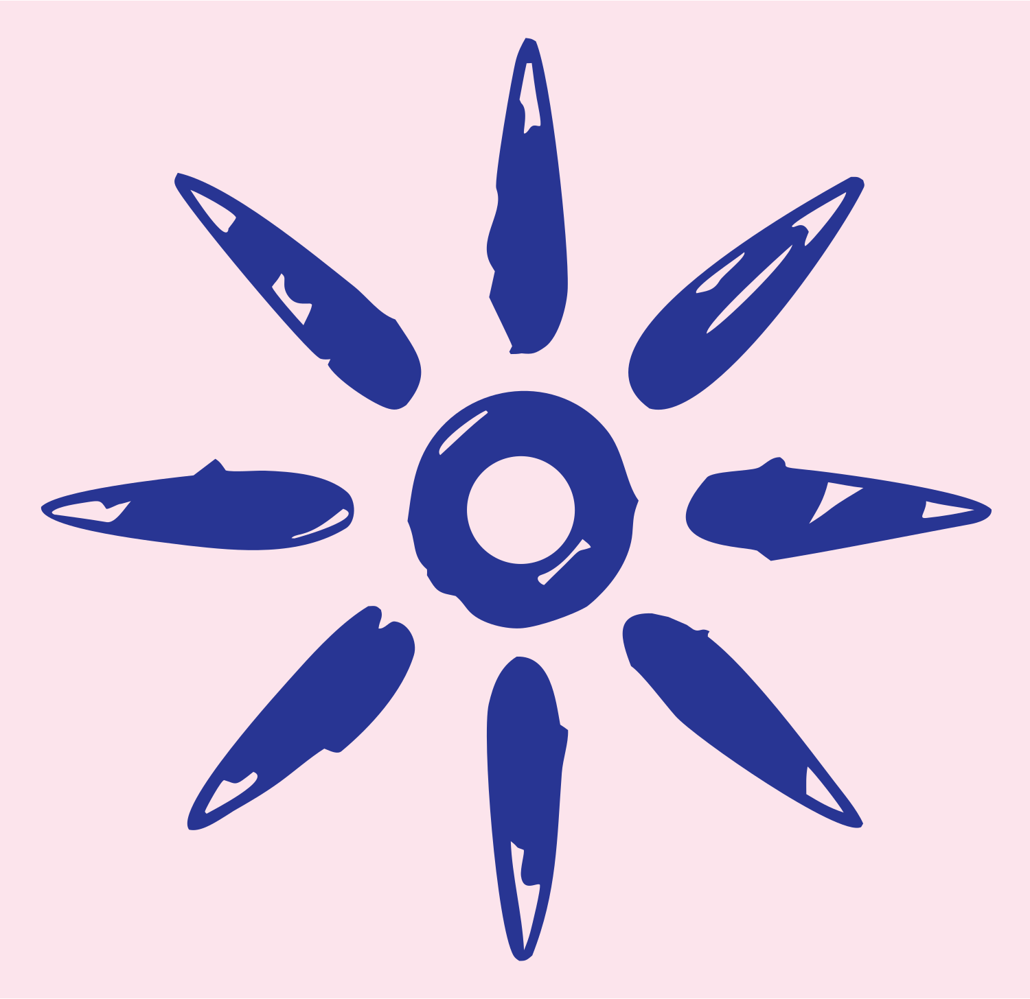 Hand-Drawn Bullet Ray Sun Gear Mark #fce4ec/#283593