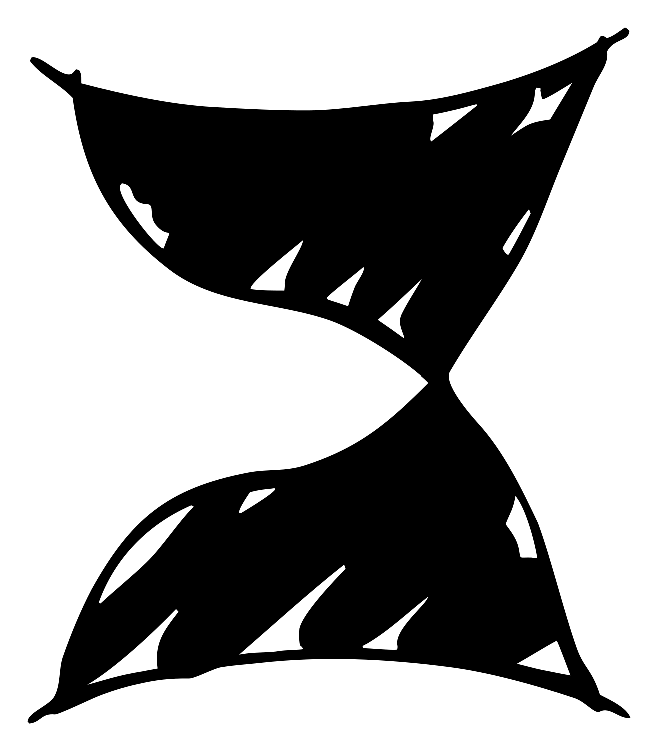 Hand-Drawn Twisted Hourglass Silhouette Mark #ffffff/#000000