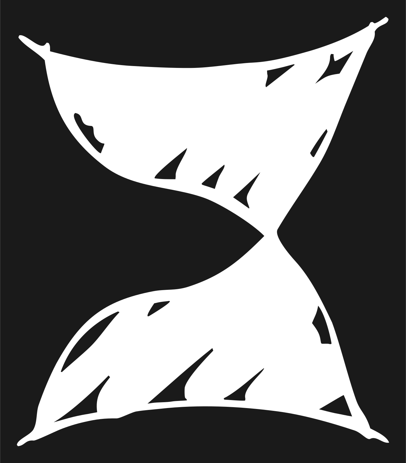 Hand-Drawn Twisted Hourglass Silhouette Mark #1a1a1a/#ffffff