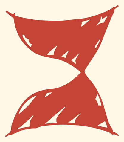 Hand-Drawn Twisted Hourglass Silhouette Mark #fff8e7/#c44536