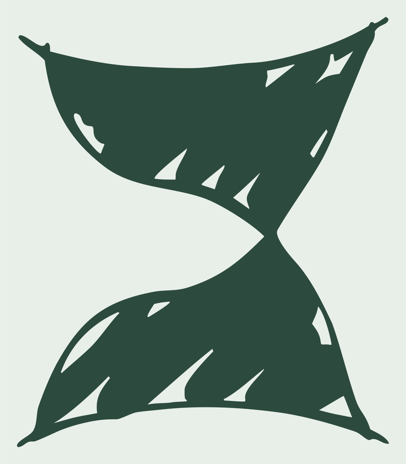 Hand-Drawn Twisted Hourglass Silhouette Mark #e8efe9/#2d4a3e
