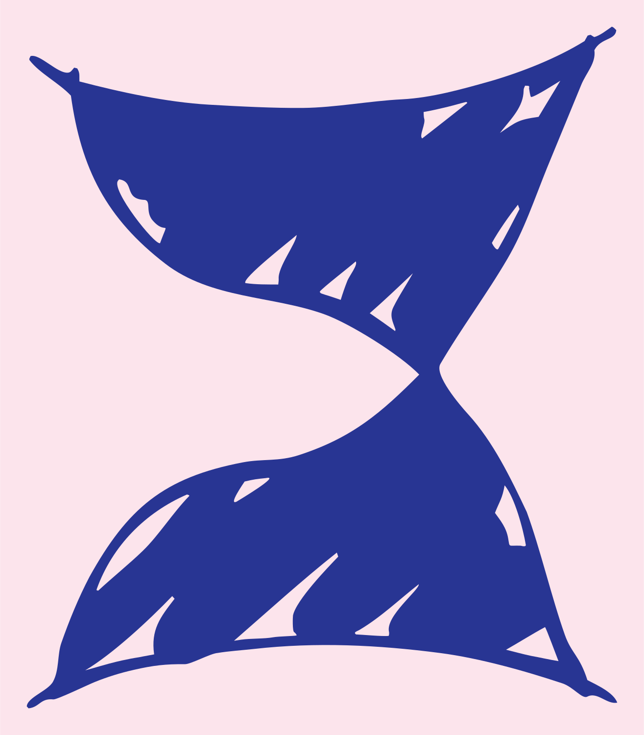 Hand-Drawn Twisted Hourglass Silhouette Mark #fce4ec/#283593