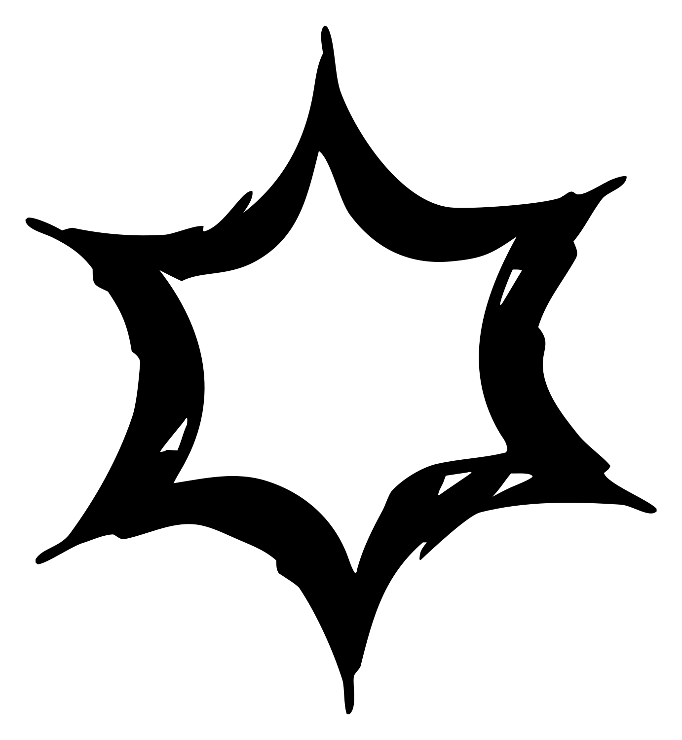 Hand-Drawn Jagged Six-Point Star Crest #ffffff/#000000