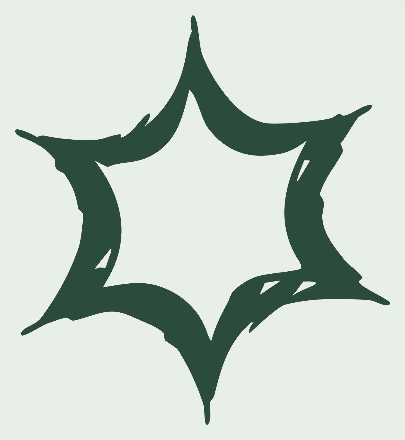 Hand-Drawn Jagged Six-Point Star Crest #e8efe9/#2d4a3e