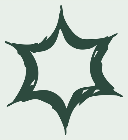 Hand-Drawn Jagged Six-Point Star Crest #e8efe9/#2d4a3e