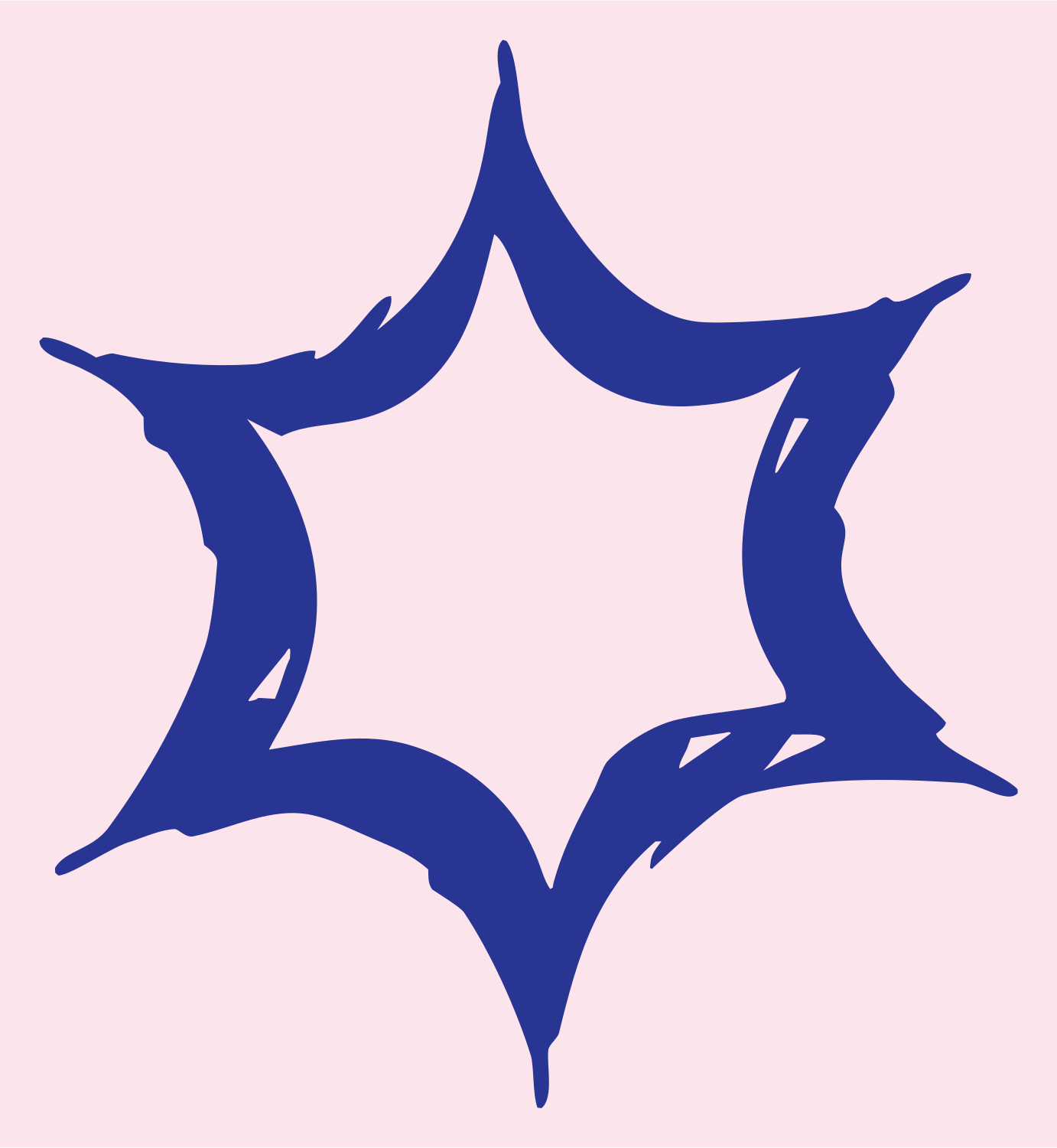 Hand-Drawn Jagged Six-Point Star Crest #fce4ec/#283593