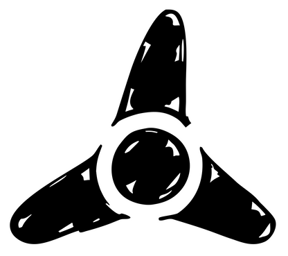 Hand-Drawn Three-Blade Propeller Spinner Mark #ffffff/#000000