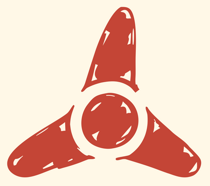 Hand-Drawn Three-Blade Propeller Spinner Mark #fff8e7/#c44536