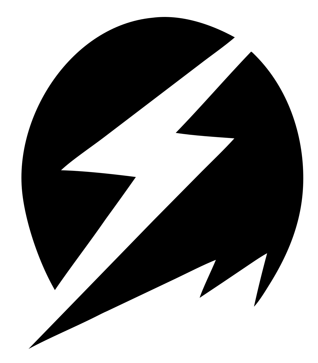 Layered Overlap Bolt Circle Burst Badge #ffffff/#000000