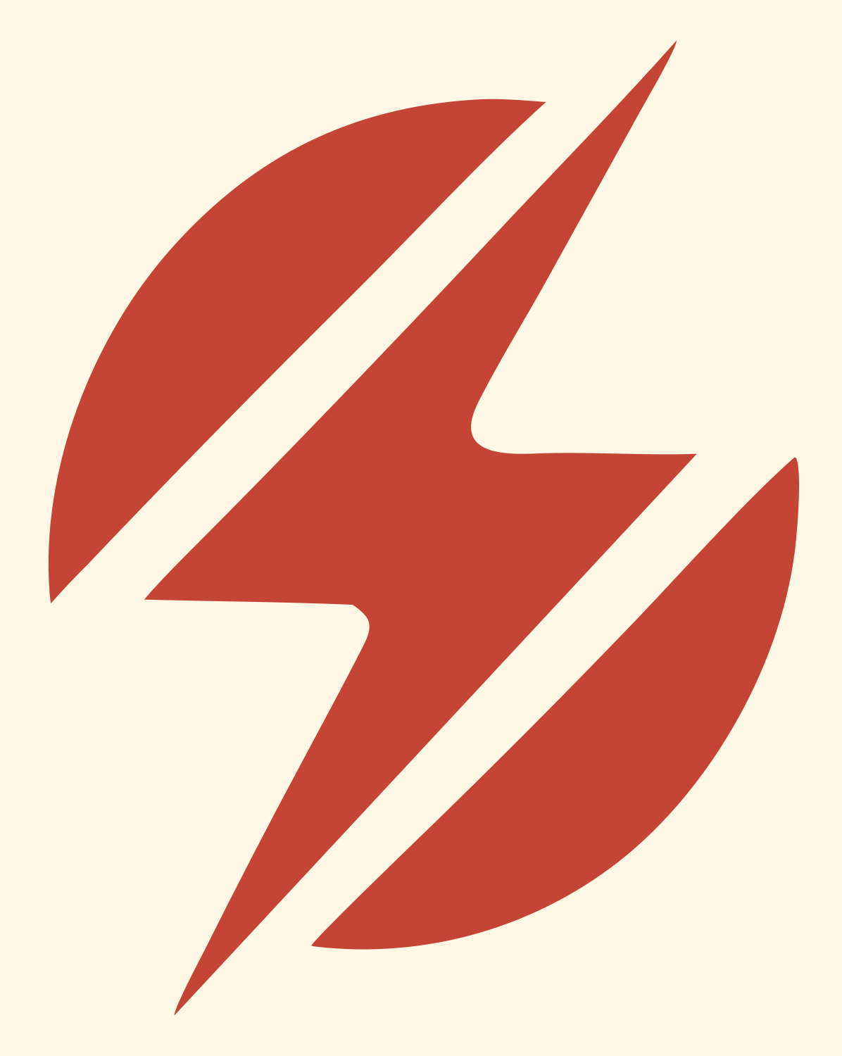 Sliced Sphere Lightning Strike Power Mark #fff8e7/#c44536