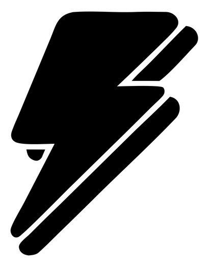 Layered Overlap Stacked Split Bolt Badge #ffffff/#000000