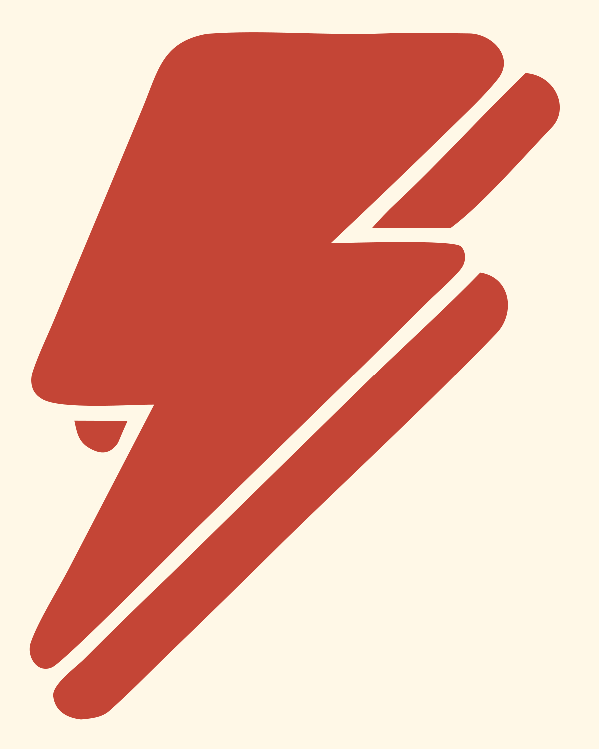 Layered Overlap Stacked Split Bolt Badge #fff8e7/#c44536