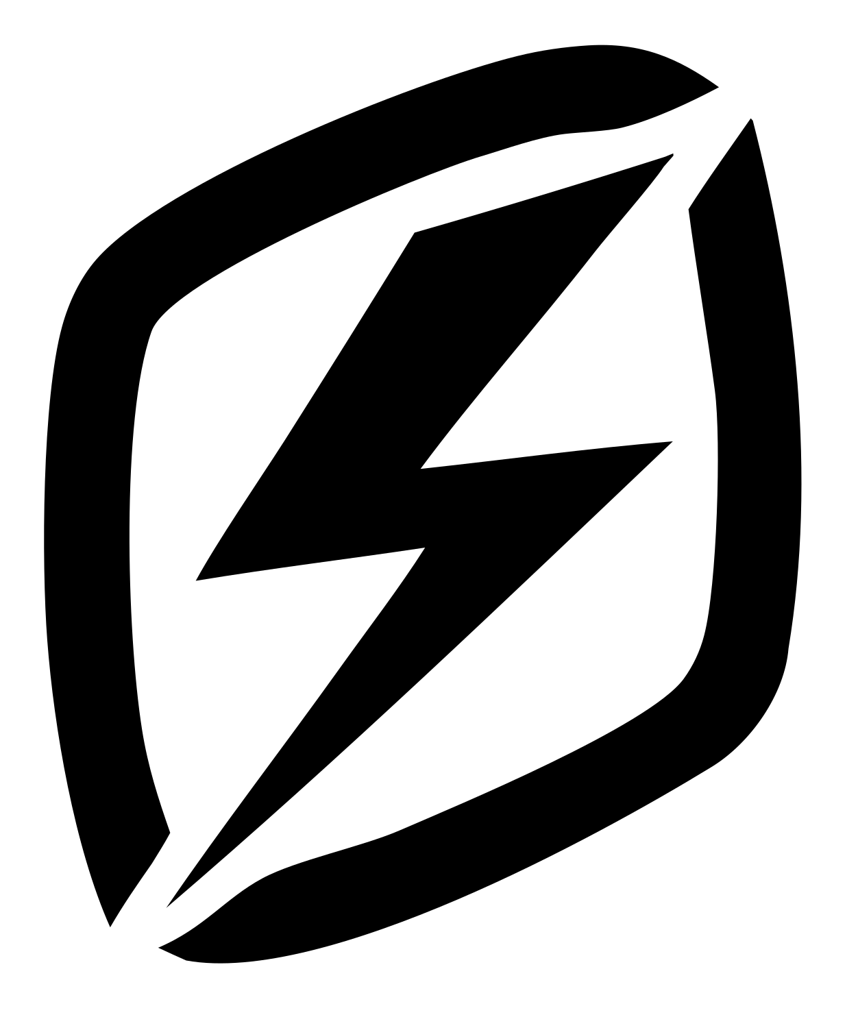 Layered Overlap Bolt Rounded Square Emblem #ffffff/#000000