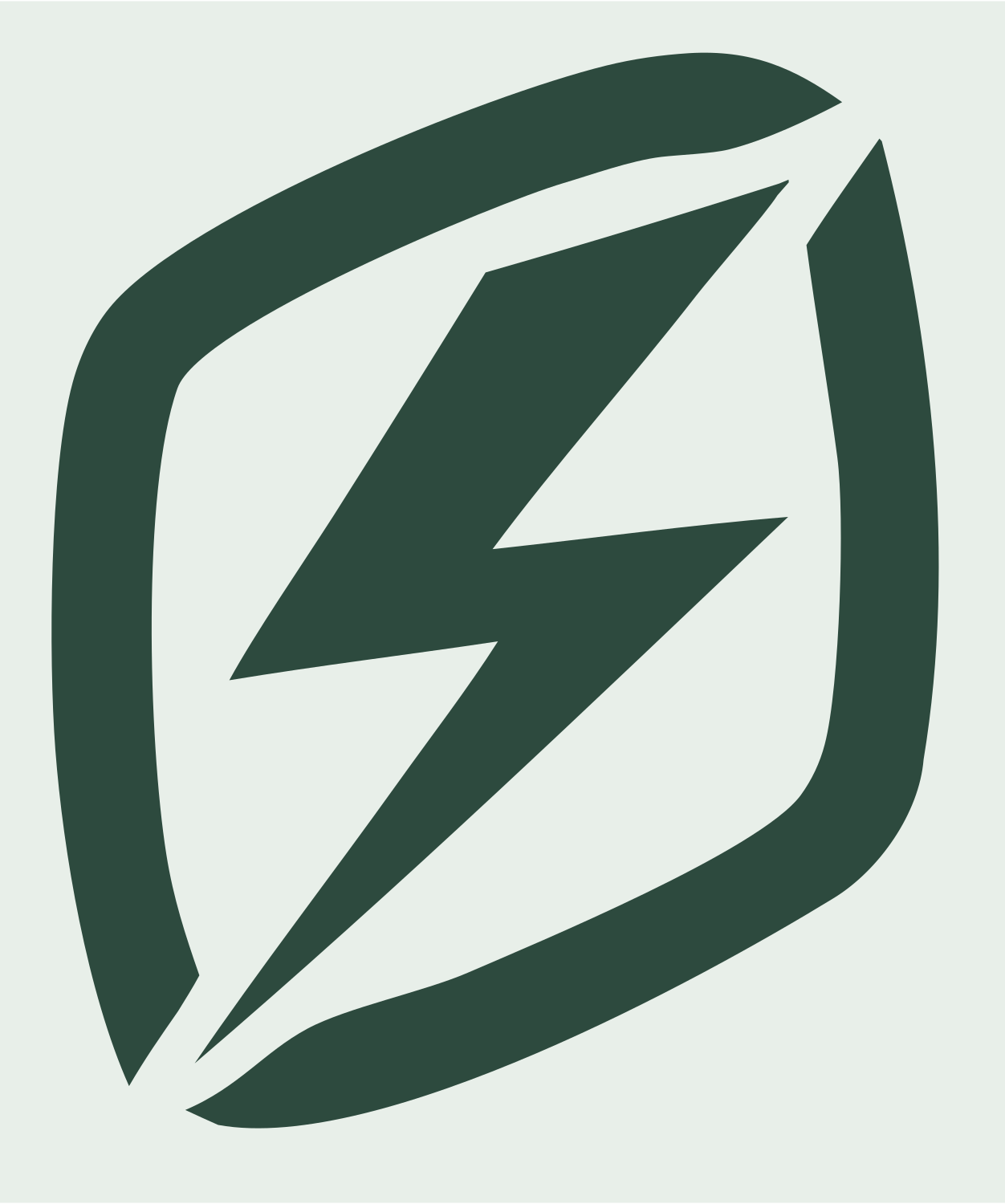 Layered Overlap Bolt Rounded Square Emblem #e8efe9/#2d4a3e