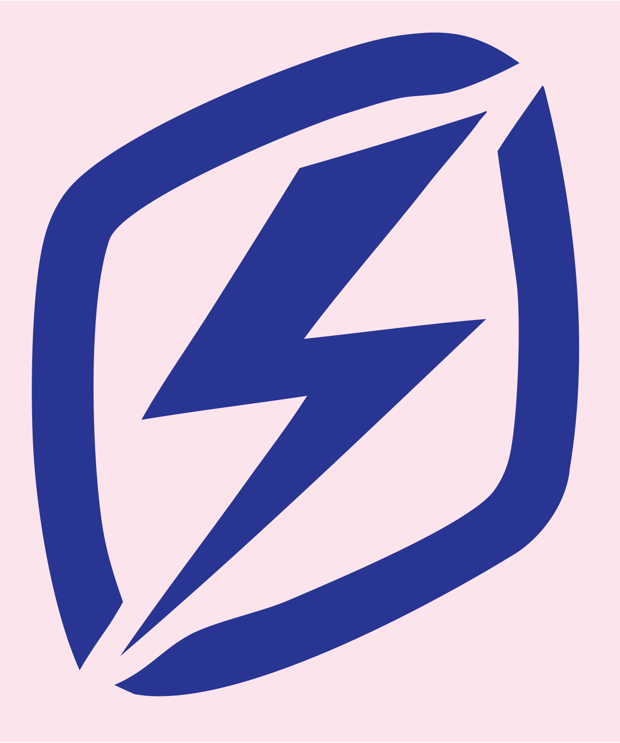 Layered Overlap Bolt Rounded Square Emblem #fce4ec/#283593