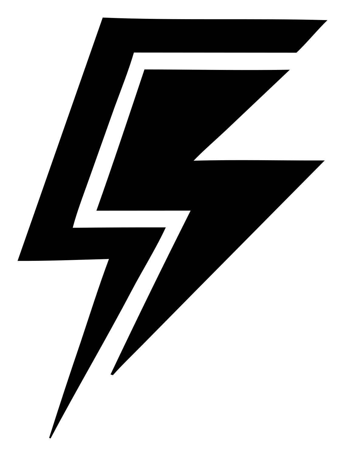 Layered Overlap Sharp Bolt Offset Crest #ffffff/#000000