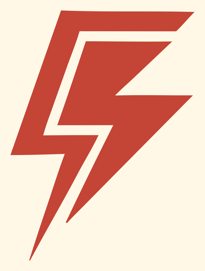 Layered Overlap Sharp Bolt Offset Crest #fff8e7/#c44536